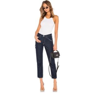 GRLFRND Janice Carpenter Cargo Denim Button Fly Jeans Size 28